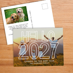 Modern Hello 2027 Photo New Year Holiday Postcard