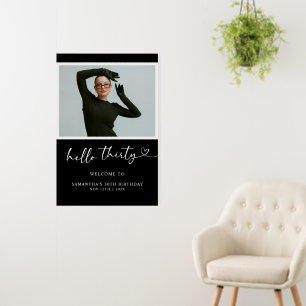 Modern Hello 30th Birthday Photo Welcome Sign