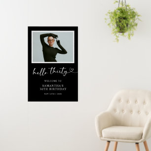 Modern Hello 30th Birthday Photo Welcome Sign