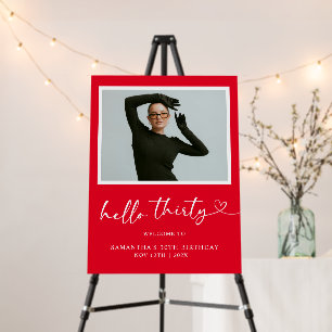 Modern Hello 30th Birthday Photo Welcome Sign