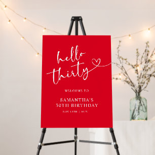 Modern Hello 30th Birthday Welcome Sign
