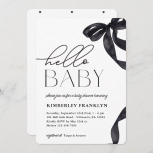 Modern Hello Baby Bow Baby Shower Invitation