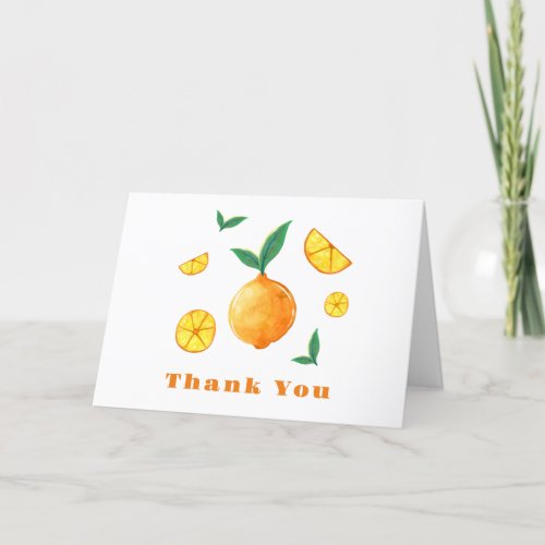 Modern Hello Baby Citrus Orange Farm Baby Shower Thank You Card