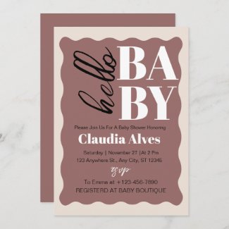 Modern Hello Baby Terracotta Minimal Baby Shower