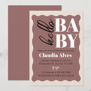 Modern Hello Baby Terracotta Minimal Baby Shower Invitation