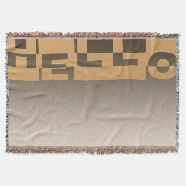 Modern HELLO Banner + your backgr. & ideas Throw Blanket (Front)