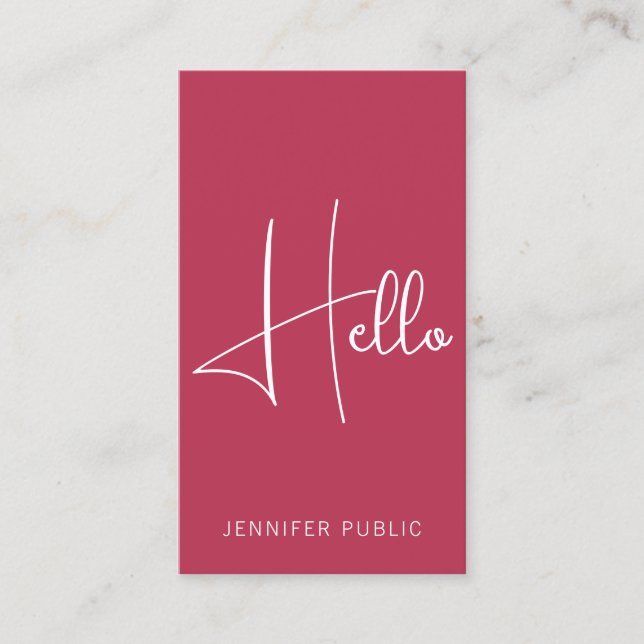 Modern Hello Business Cards Professional Vertical (Front)