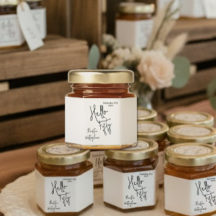 Modern Hello Fifty Name Date 50th Birthday Party Honey Jar Favors