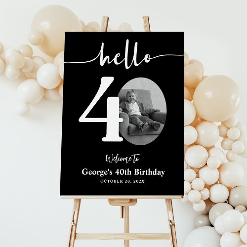 Modern Hello Forty 40th Birthday Photo Welcome Foam Board