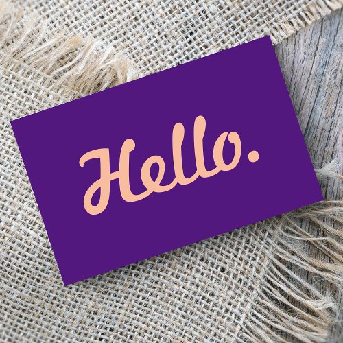 Modern Hello Hi Script Pink  Purple Casual Trendy Business Card
