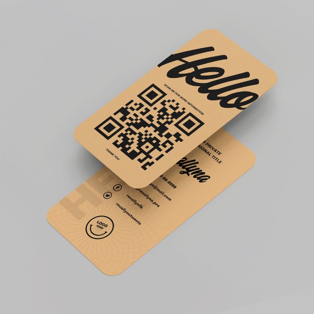 MODERN HELLO MONOGRAM LOGO BROWN SUGAR QR CODE BUSINESS CARD (MODERN HELLO MONOGRAM LOGO BROWN SUGAR QR CODE BUSINESS CARD
)
