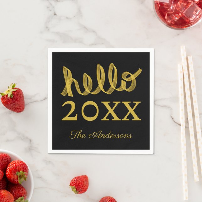 Modern Hello New Year Personalized  Napkins (Insitu)