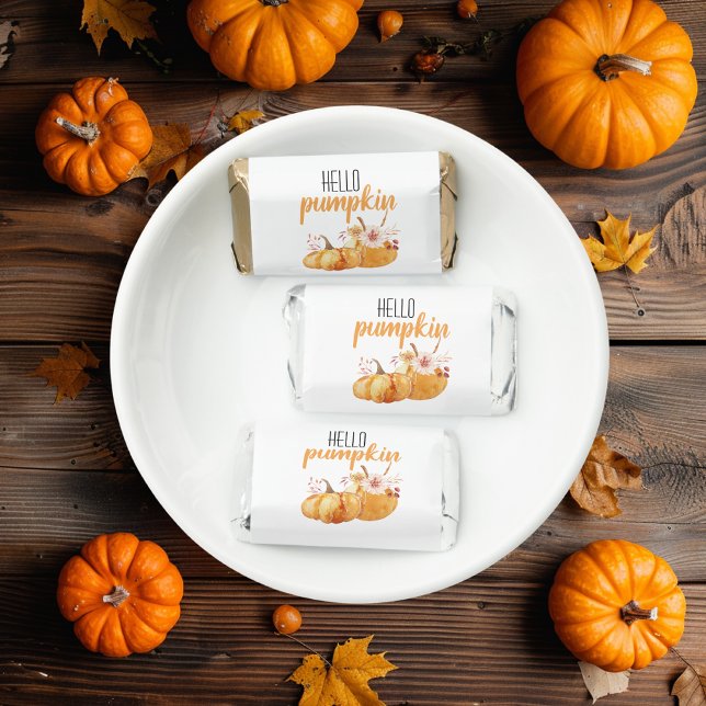 Modern Hello Pumpkin Orange Pumpkin With Flowers Hershey's Miniatures (Creator Uploaded)