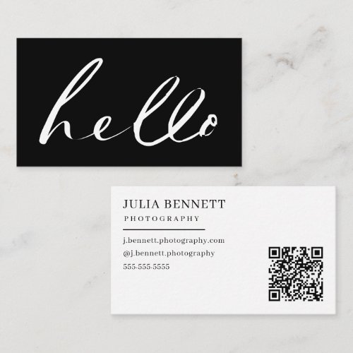Modern "Hello" Script Business Card