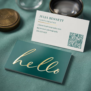 Modern "Hello" Script Foil Business Cards