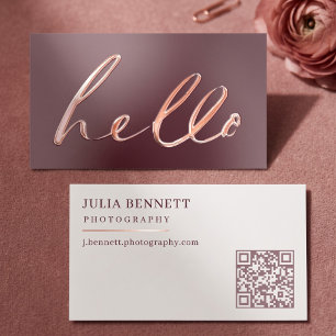 Modern "Hello" Script Foil Business Cards