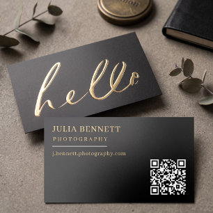 Modern "Hello" Script Foil Business Cards