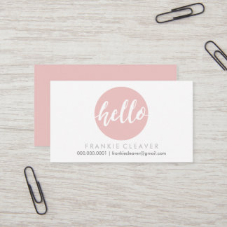 MODERN HELLO SCRIPT hand drawn bold spot baby pink Business Card
