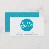 MODERN HELLO SCRIPT hand drawn bold spot turquoise Business Card (Front/Back)