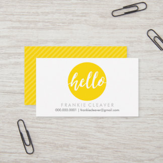 MODERN HELLO SCRIPT hand drawn bold spot yellow Business Card