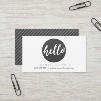 MODERN HELLO SCRIPT handdrawn bold spot chalkboard Business Card
