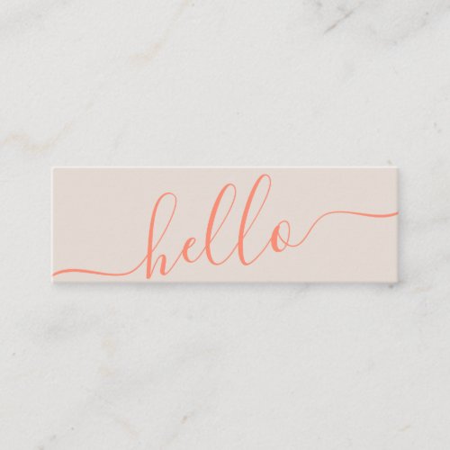 Modern hello spring orange tan typography minimal mini business card