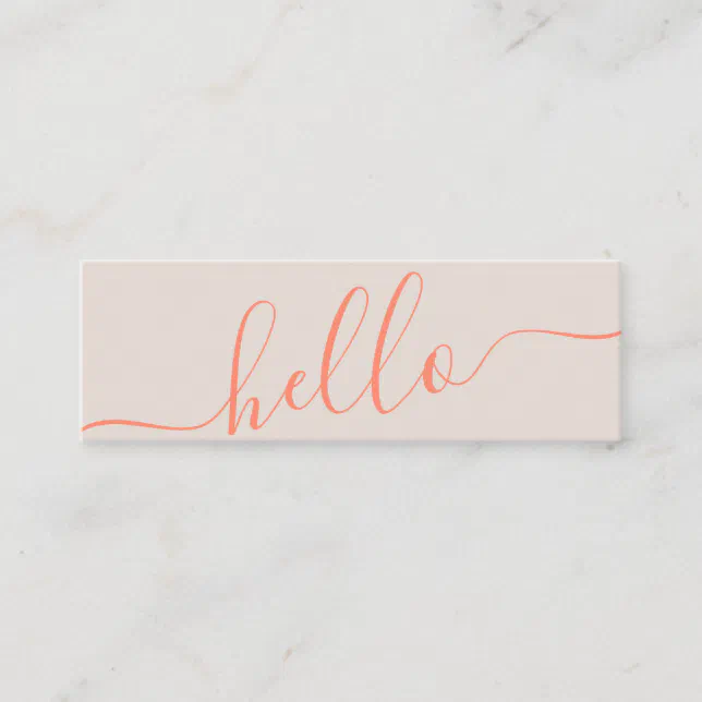 Modern hello spring orange tan typography minimal mini business card ...