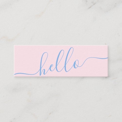 Modern hello spring pink blue typography minimal mini business card