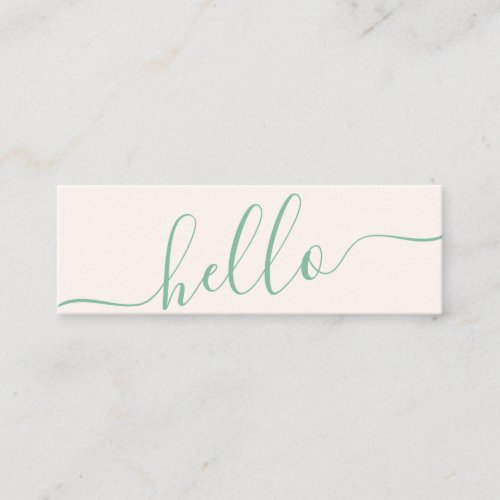 Modern hello spring pink green typography minimal mini business card