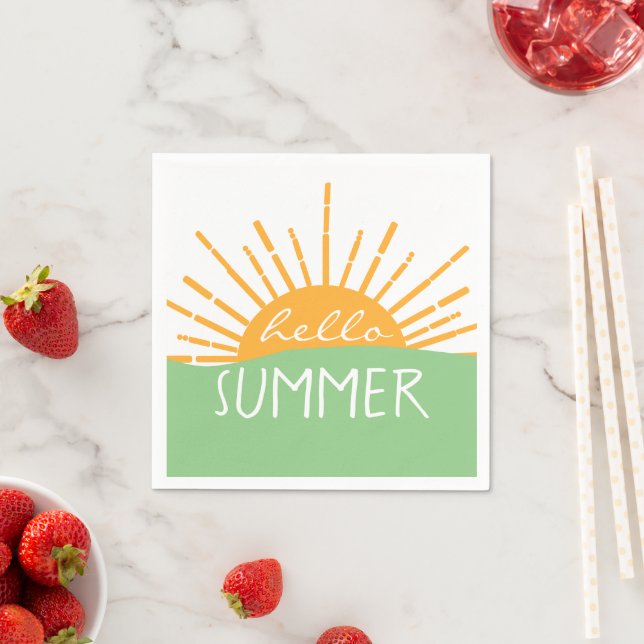 Modern Hello Summer Sunshine Napkins (Insitu)