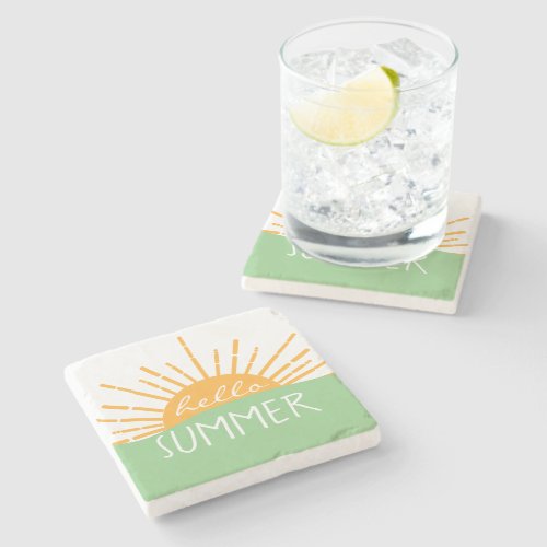 Modern Hello Summer Sunshine Stone Coaster