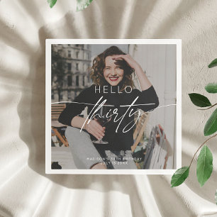 Modern Hello Thirty 30th Birthday Party Photo Napkins