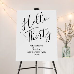 Modern Hello Thirty 30th Birthday Party Welcome Foam Board