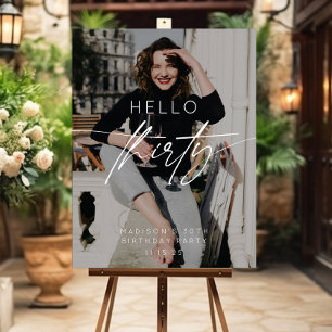 Modern Hello Thirty Birthday Party Photo Welcome Foam Board