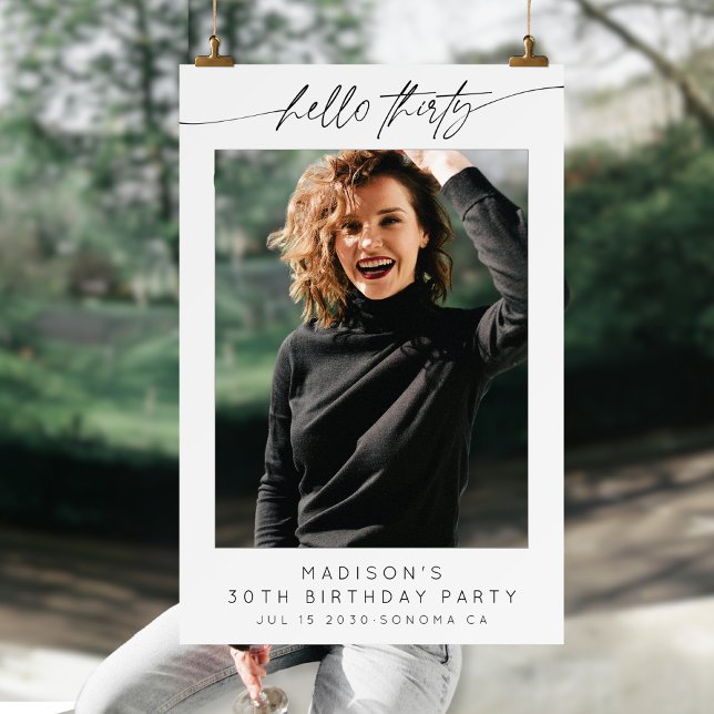 Modern Hello Thirty Birthday Party Selfie Frame Foam Board (Creator Uploaded)