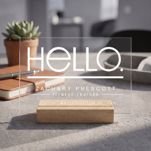 Modern "Hello" Typography Design Clear Business Cards