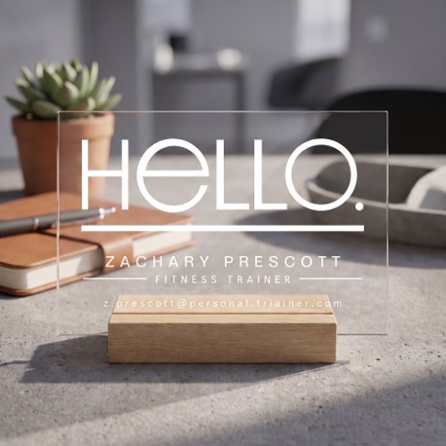 Modern "Hello" Typography Design Clear Business Cards