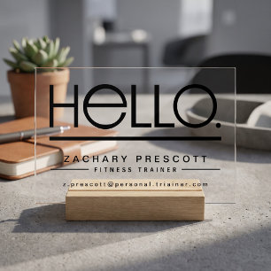 Modern "Hello" Typography Design Clear Business Cards