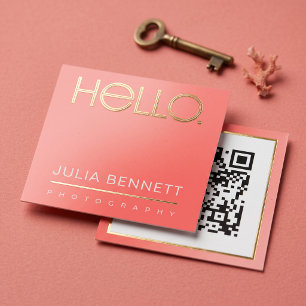 Modern "Hello" Typography Design Foil Business Cards