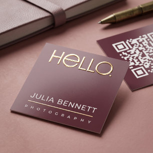 Modern "Hello" Typography Design Foil Business Cards