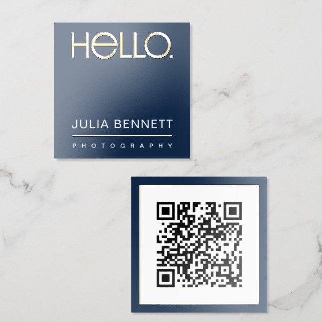 Modern "Hello" Typography Design Foil Business Cards (Front & Back)