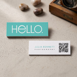 Modern "Hello" Typography Design Mini Business Card