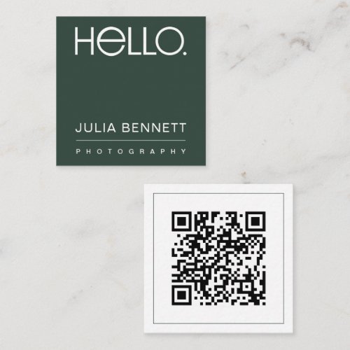 Modern "Hello" Typography Design Square Business Card
