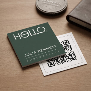 Modern "Hello" Typography Design Square Business Card