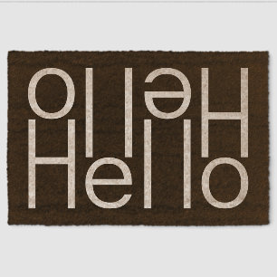 Modern Hello Welcome Word Art On Coir Fiber Doormat
