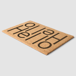 Modern Hello Welcome Word Art On Coir Fiber Doormat