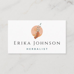 Modern Herbalist Hand Holding a Plant Trendy Cool  Business Card