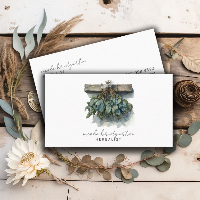 Modern Herbalist Hanging Dried Plants Business Card (Creator Uploaded)