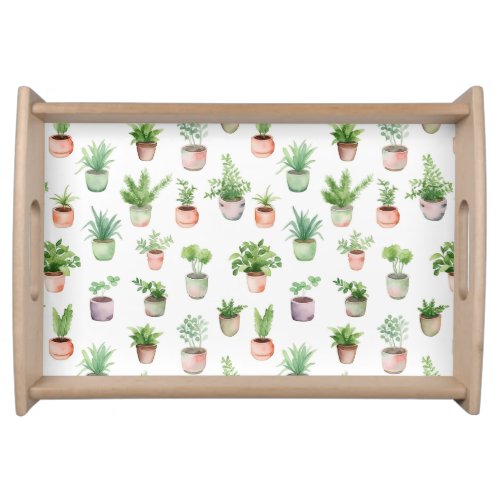 Modern herbs watercolor serving tray