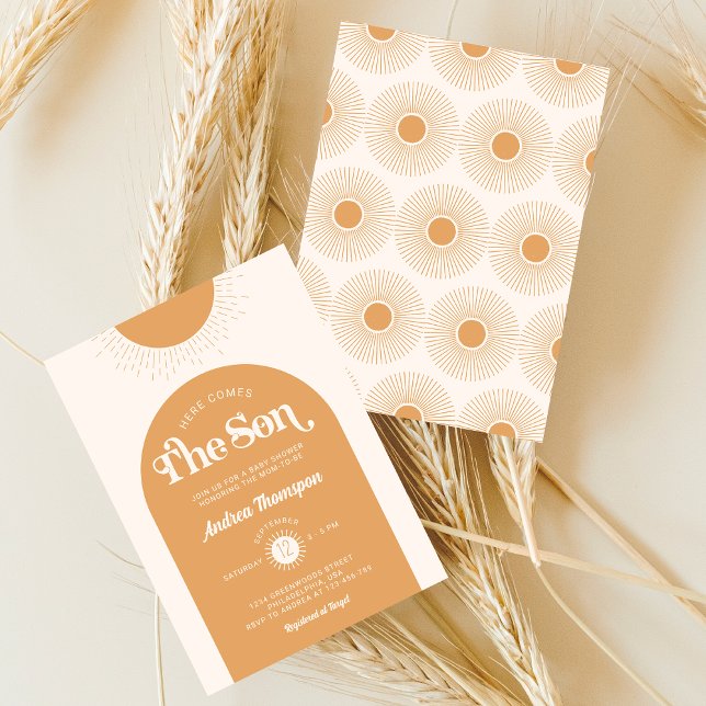 Modern Here Comes The Son Boy Baby Shower Invitation (Creator Uploaded)